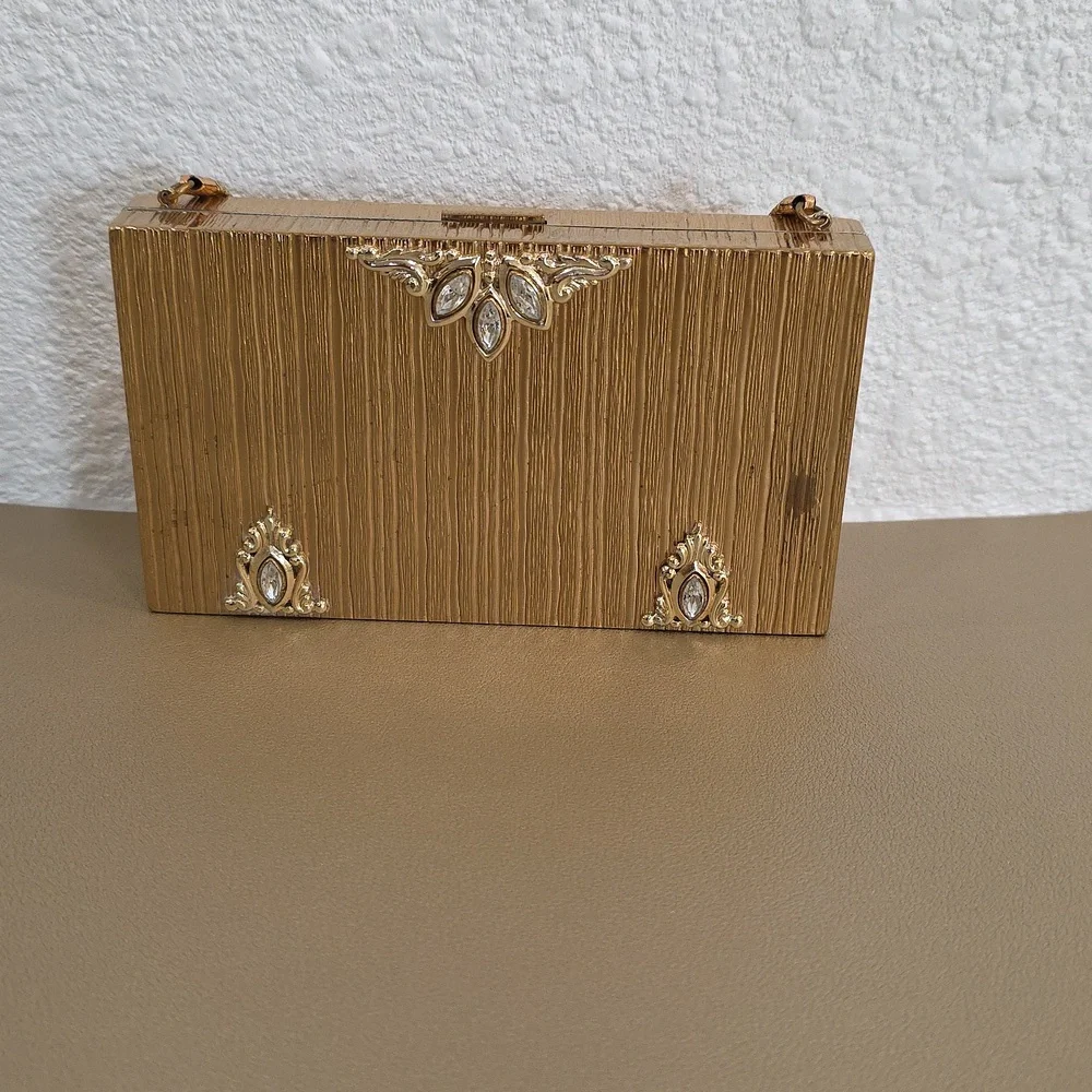 Vintage Evans Marquise Rhinestone Gold Art Deco Minaudiere Cigarette Case Compac - Picture 8 of 15